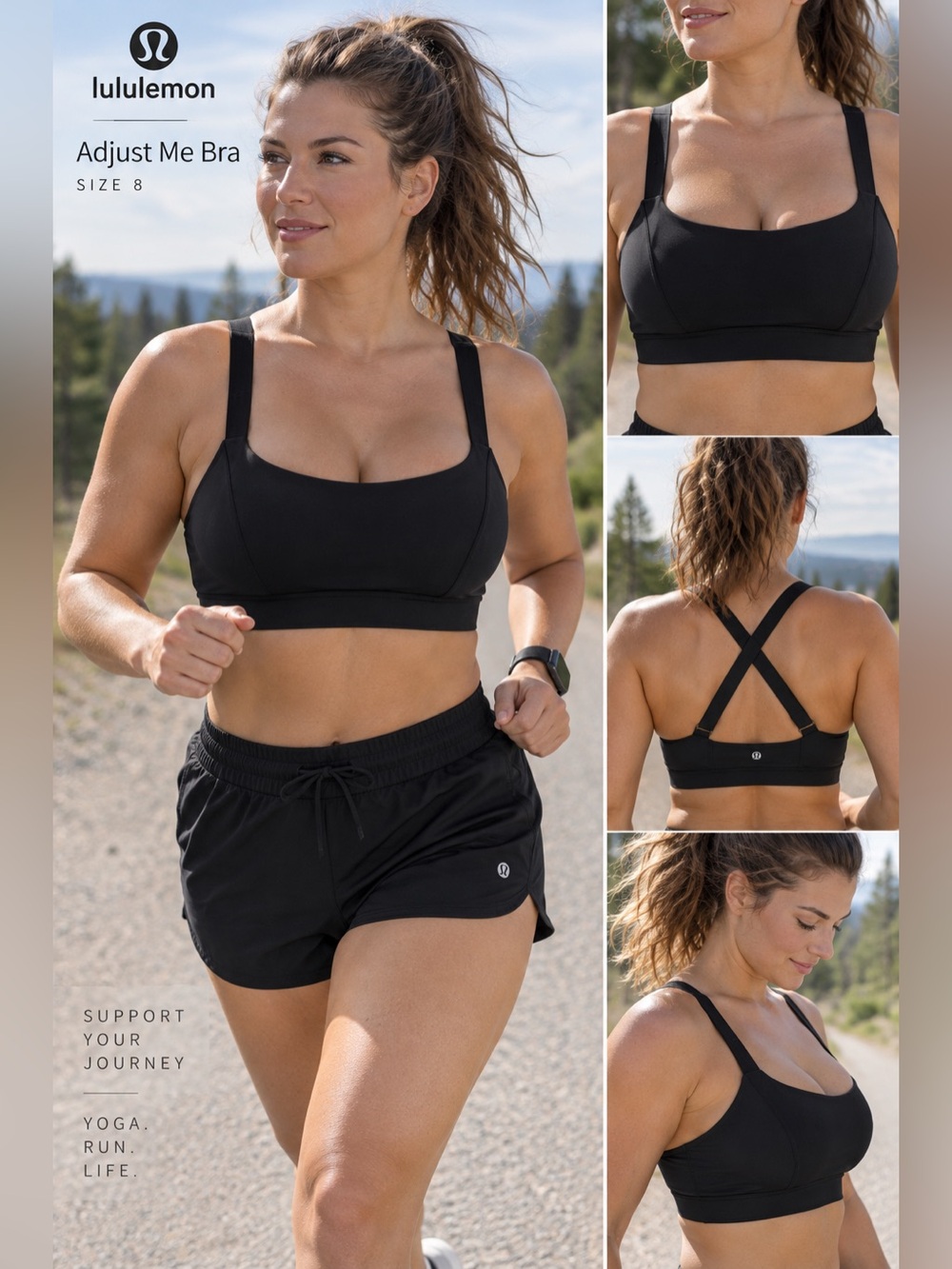 Lululemon | Adjust Me | Sport Bra | 8 |Adjustable Straps | Black | W2382S